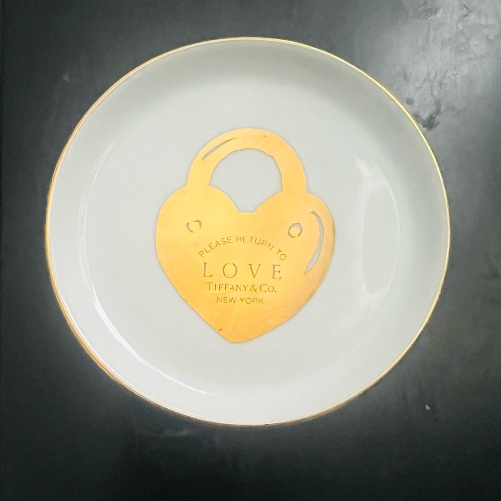 Tiffany Gold Heart Lock Dish (SAMPLE) very rare